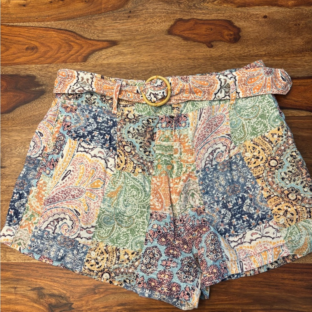 Rachel Zoe High Waist Blue and Green Shorts